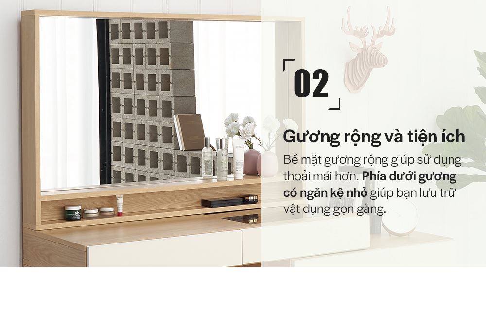 DT014 - BÀN TRANG ĐIỂM SCANDINAVIAN KÈM GƯƠNG L1150 - CHI TIẾT 03