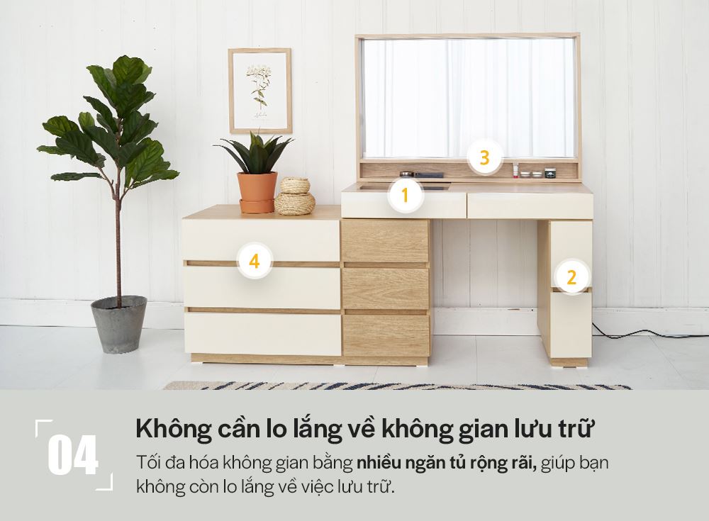 DT014 - BÀN TRANG ĐIỂM SCANDINAVIAN KÈM GƯƠNG L1150 - CHI TIẾT 05