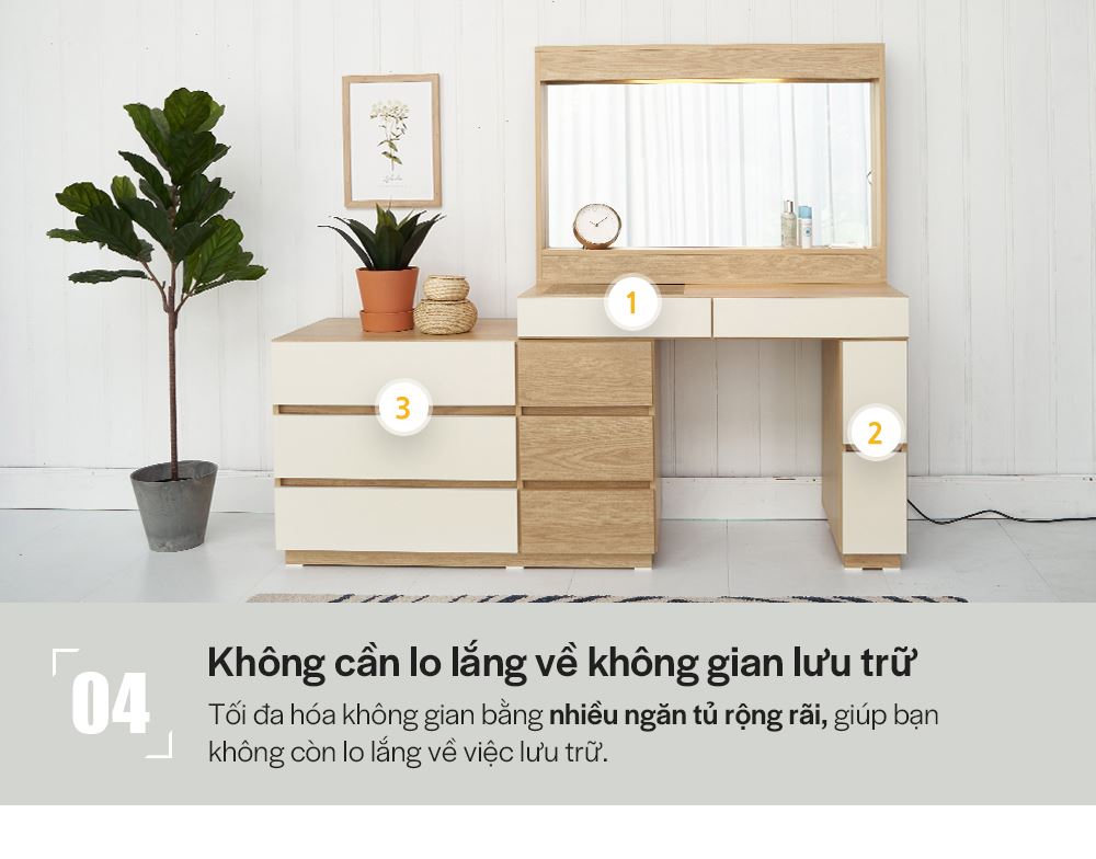 DT015 - BÀN TRANG ĐIỂM SCANDINAVIAN ĐÈN LED KÈM GƯƠNG L1150 - CHI TIẾT 05