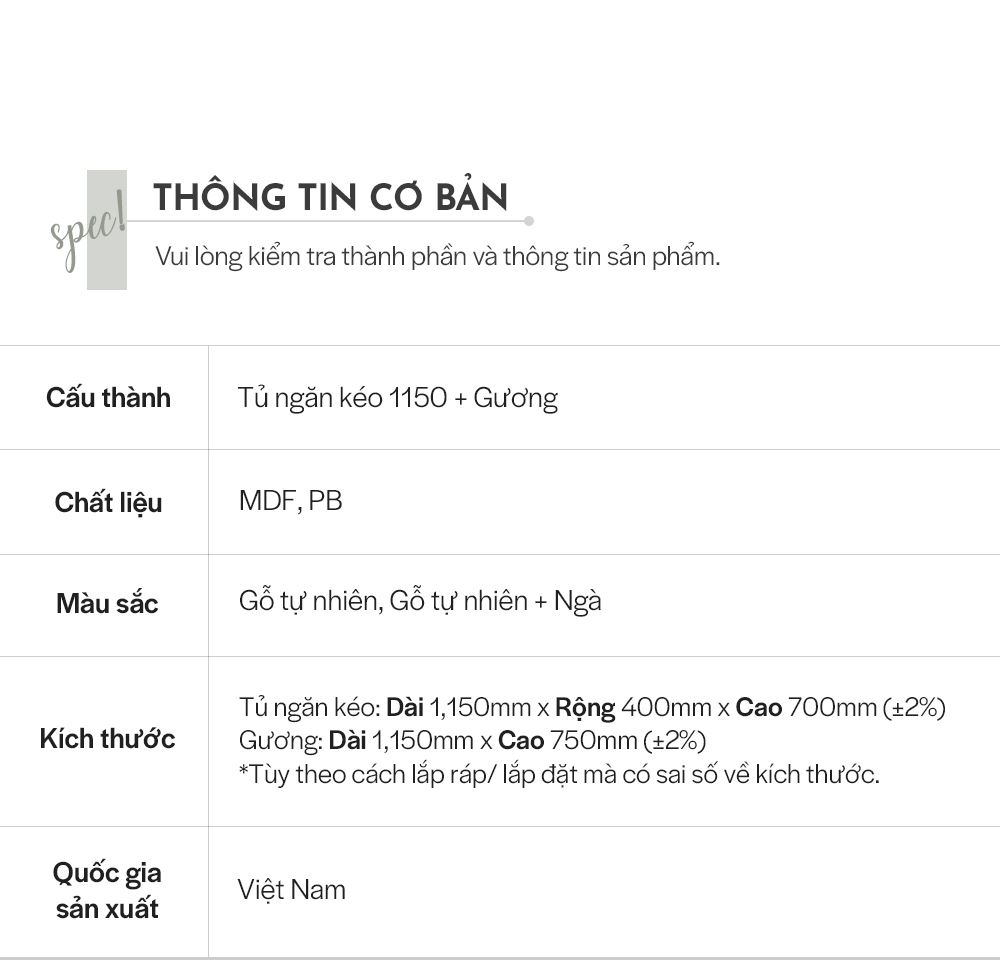 DT010 - BÀN TRANG ĐIỂM SCANDINAVIAN KÈM GƯƠNG 1150 - THÔNG TIN SP