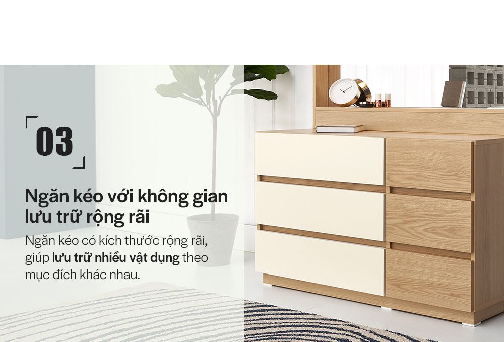 DT010 - BÀN TRANG ĐIỂM SCANDINAVIAN KÈM GƯƠNG 1150 - CHI TIẾT 03