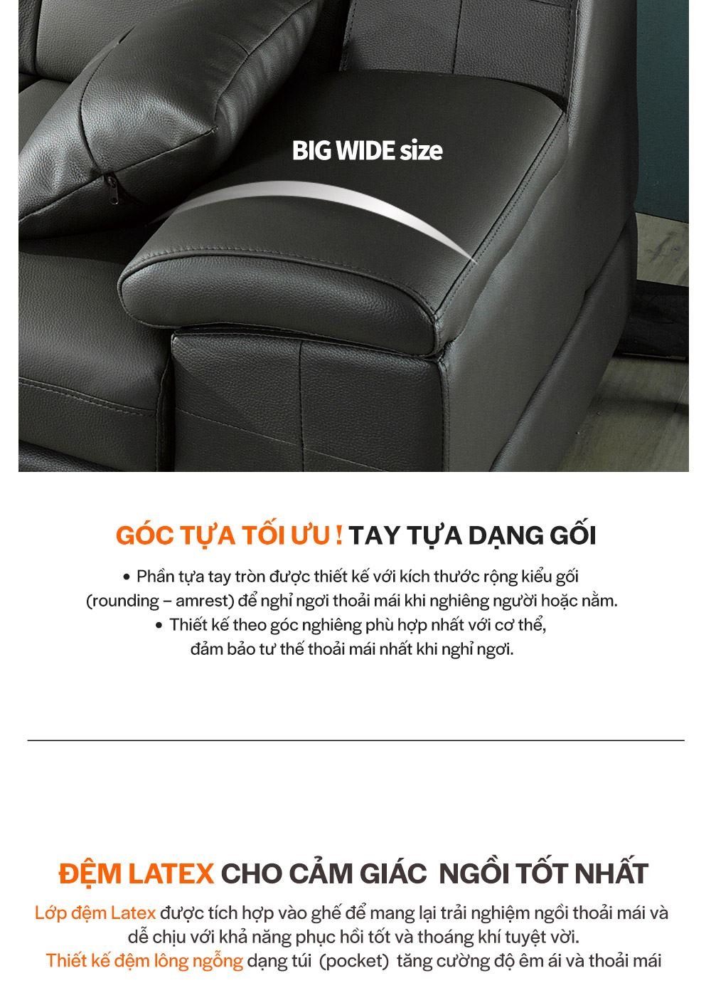 SF1352 - GHẾ SOFA DA THẬT 4 CHỖ KÈM ĐÔN - CHI TIẾT 05