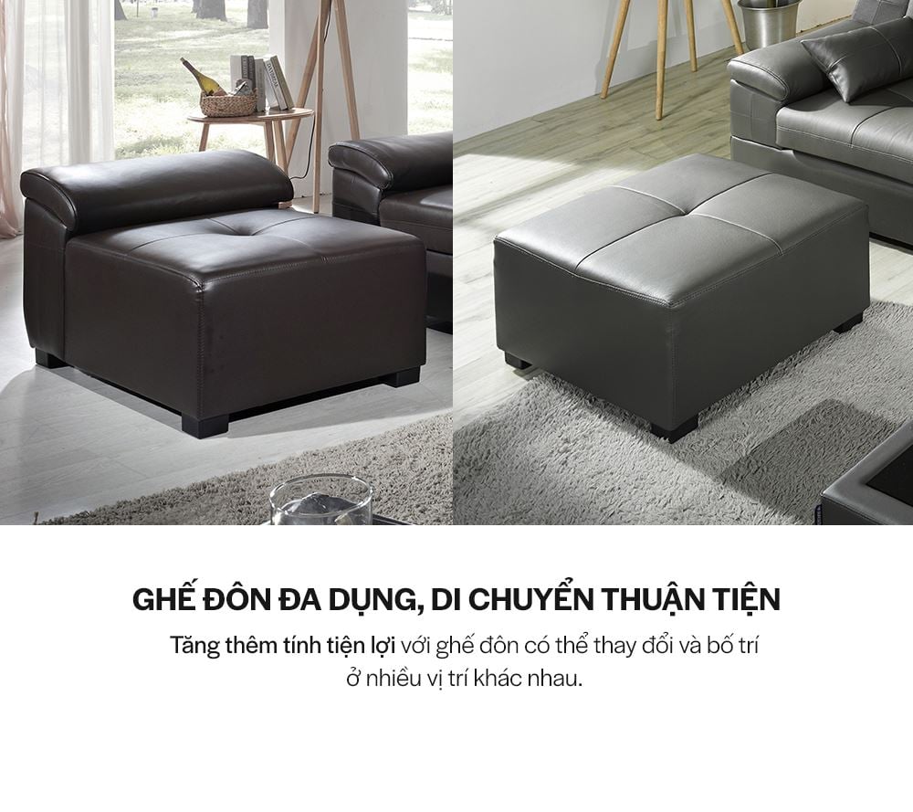 SF1352 - GHẾ SOFA DA THẬT 4 CHỖ KÈM ĐÔN - CHI TIẾT 08 