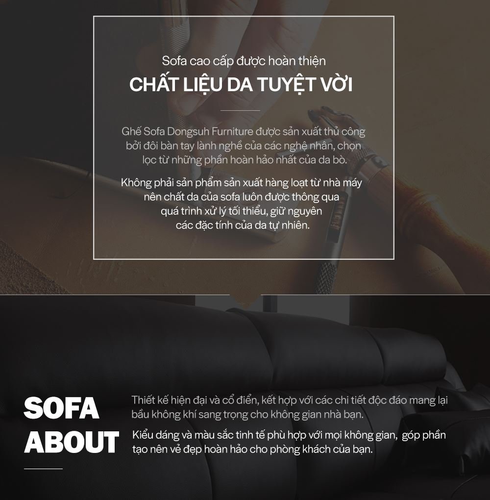 SF311 - GHẾ SOFA DA THẬT 4 CHỖ KÈM ĐÔN - GIỚI THIỆU