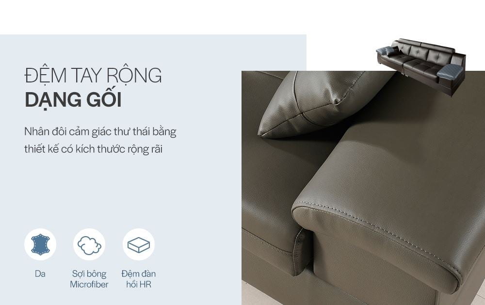 SF301 - GHẾ SOFA DA THẬT 4 CHỖ NGỒI KÈM ĐÔN - CHI TIẾT 05