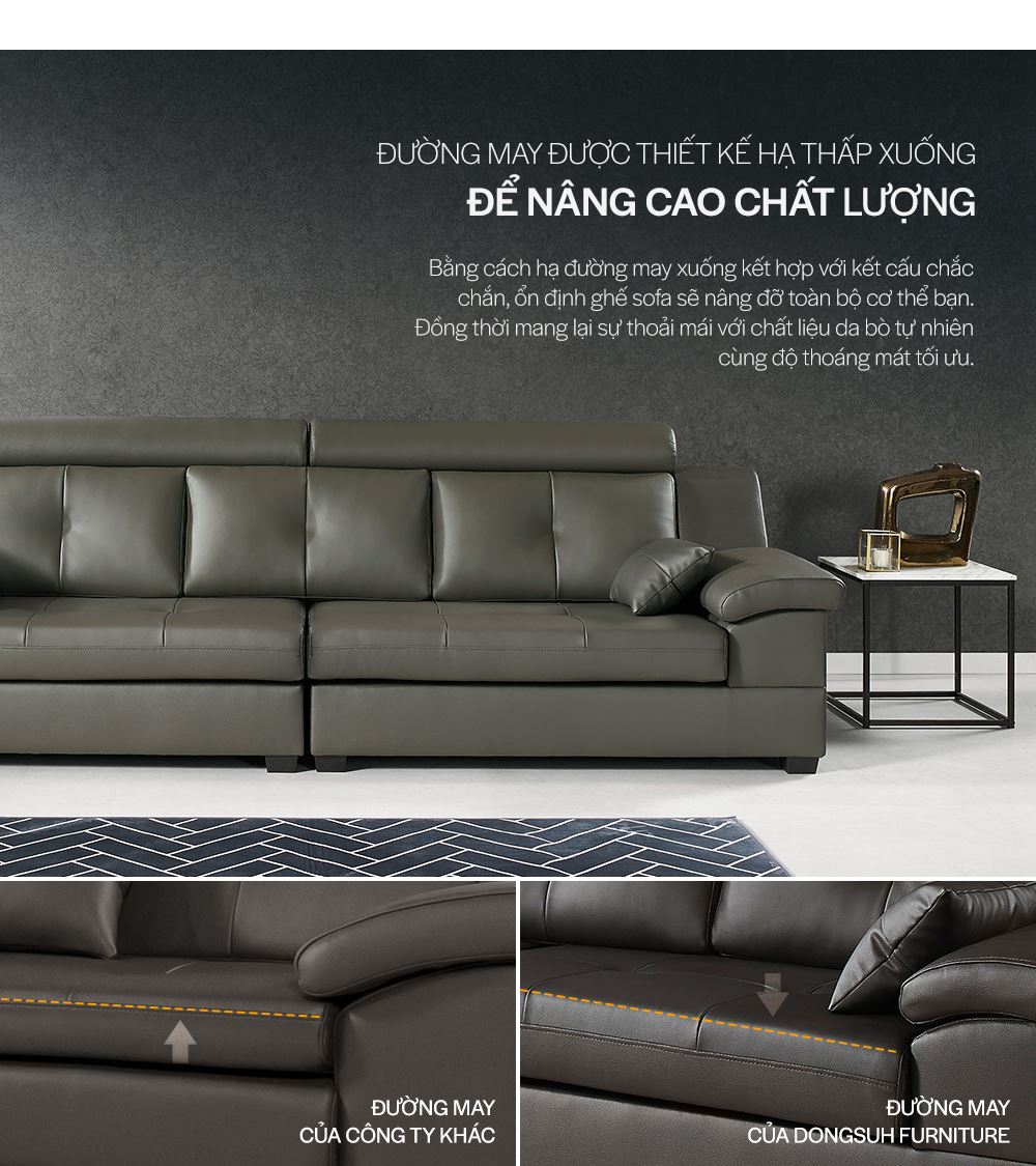 SF301 - GHẾ SOFA DA THẬT 4 CHỖ NGỒI KÈM ĐÔN - CHI TIẾT 12