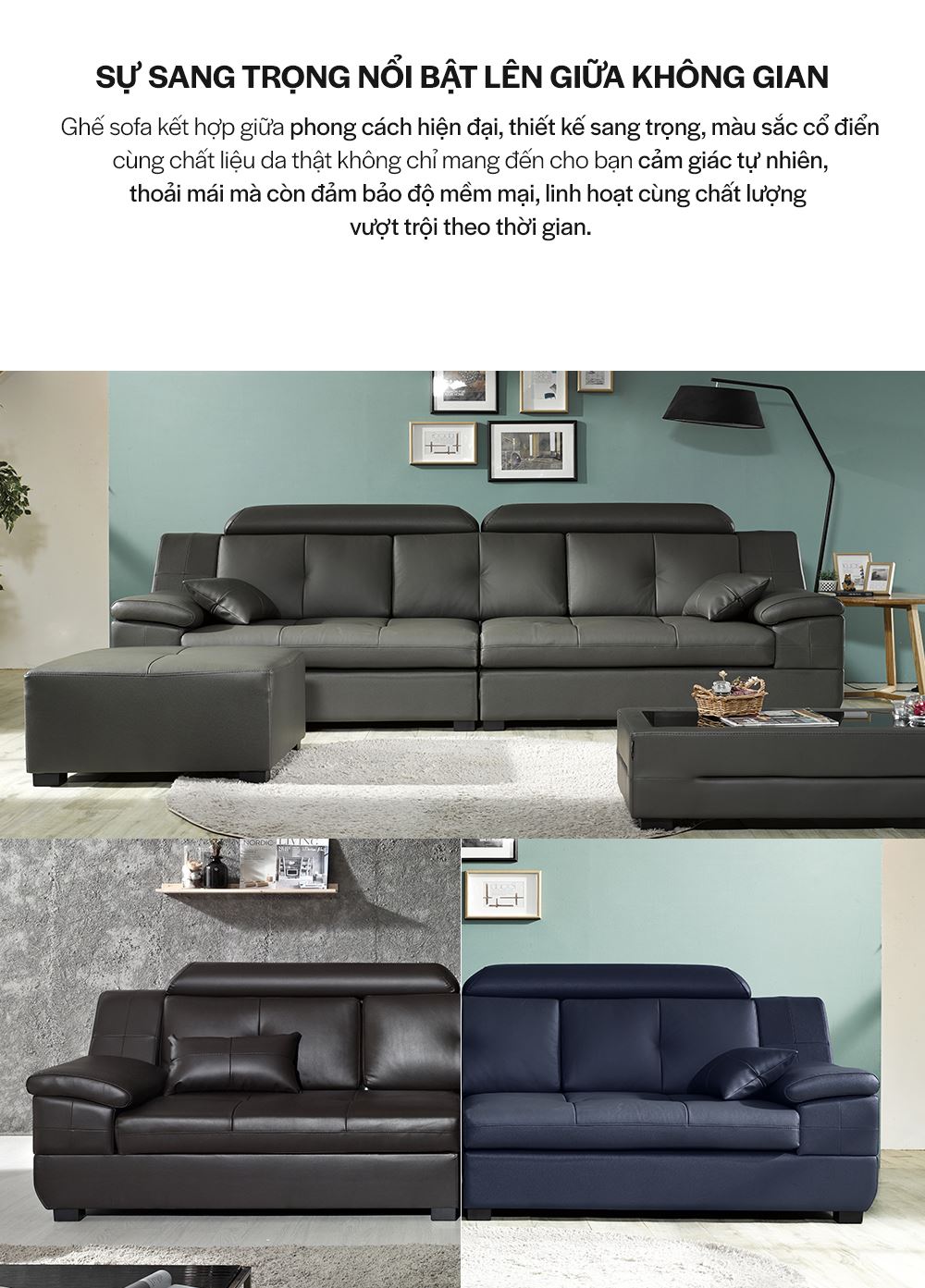 SF1352 - GHẾ SOFA DA THẬT 4 CHỖ KÈM ĐÔN - CHI TIẾT 02