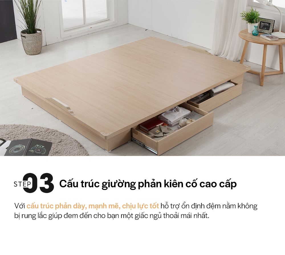 DB008A - GIƯỜNG GỖ HIỆN ĐẠI CÓ NGĂN KÉO SIZE QUEEN - CHI TIẾT 04