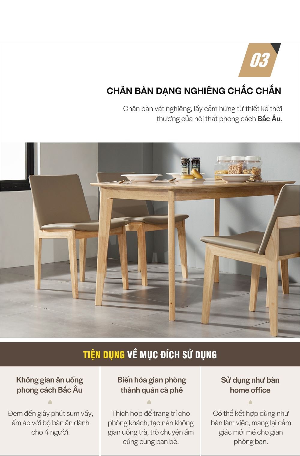 VNL001 - BỘ BÀN ĂN VANILLA 4 GHẾ ĐƠN - CHI TIẾT 04