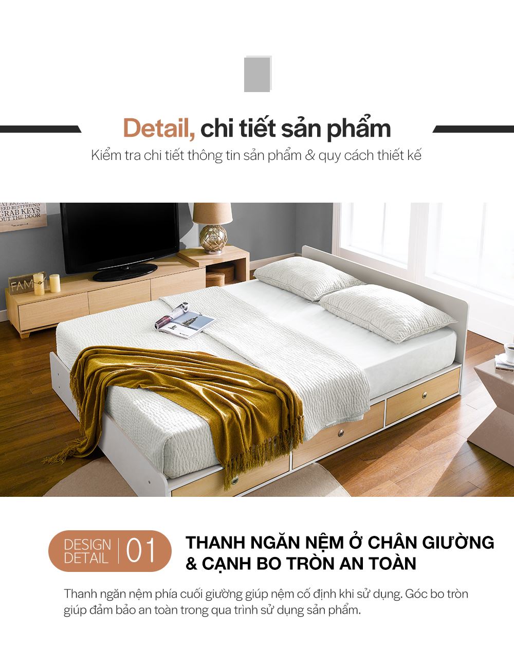 DB007 - GIƯỜNG NGĂN KÉO SIZE QUEEN - CHI TIẾT 01