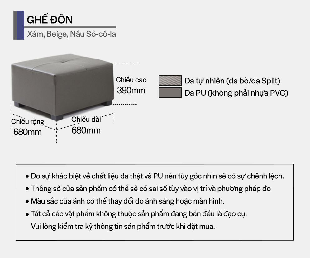 SF300 - GHẾ SOFA DA THẬT 4 CHỖ NGỒI KÈM ĐÔN - THÔNG TIN 02