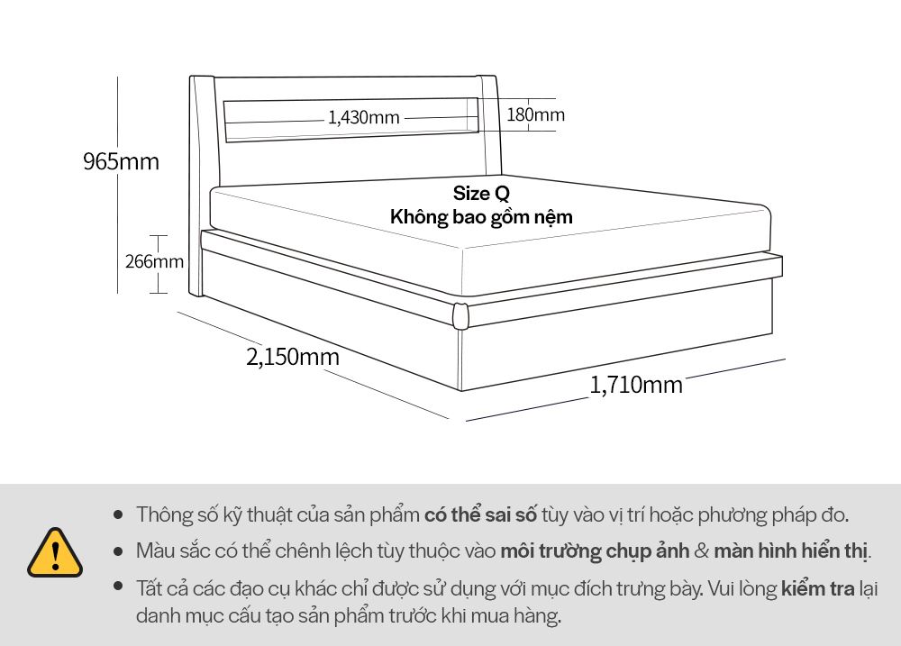 DB013A - GIƯỜNG LED SIZE QUEEN - THÔNG TIN SP 