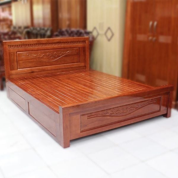 giường gỗ hương đơn giản