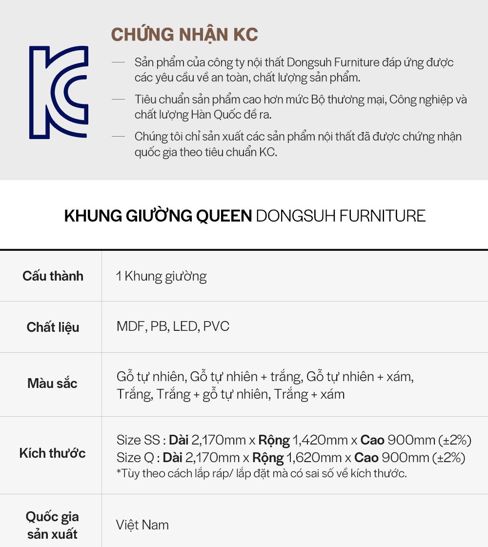 DB005 - GIƯỜNG LED SIZE QUEEN CÓ NGĂN KÉO - THÔNG TIN SP 