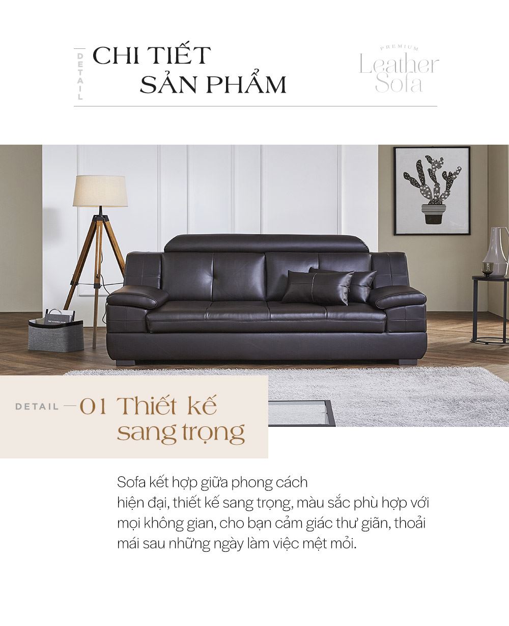 SF1352A - GHẾ SOFA DA THẬT 4 CHỖ NGỒI KÈM ĐÔN