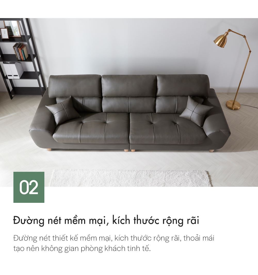 SF304 - GHẾ SOFA DA THẬT 4 CHỖ NGỒI KÈM ĐÔN