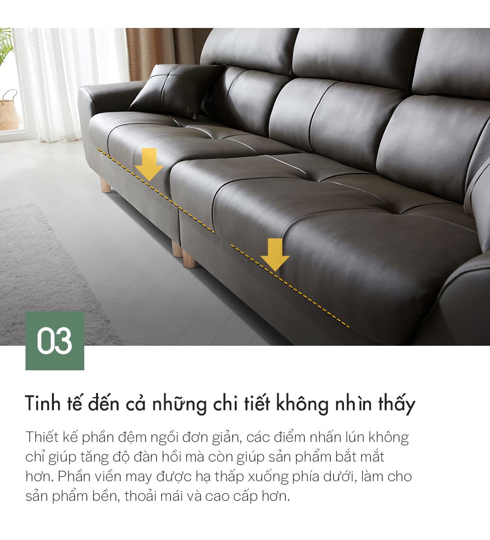 SF304 - GHẾ SOFA DA THẬT 4 CHỖ NGỒI KÈM ĐÔN