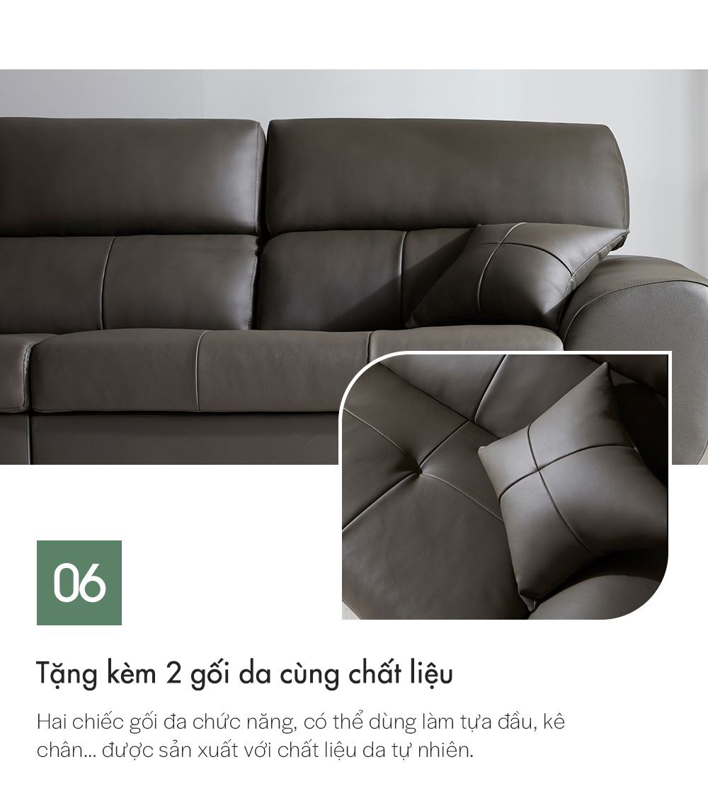 SF304 - GHẾ SOFA DA THẬT 4 CHỖ NGỒI KÈM ĐÔN