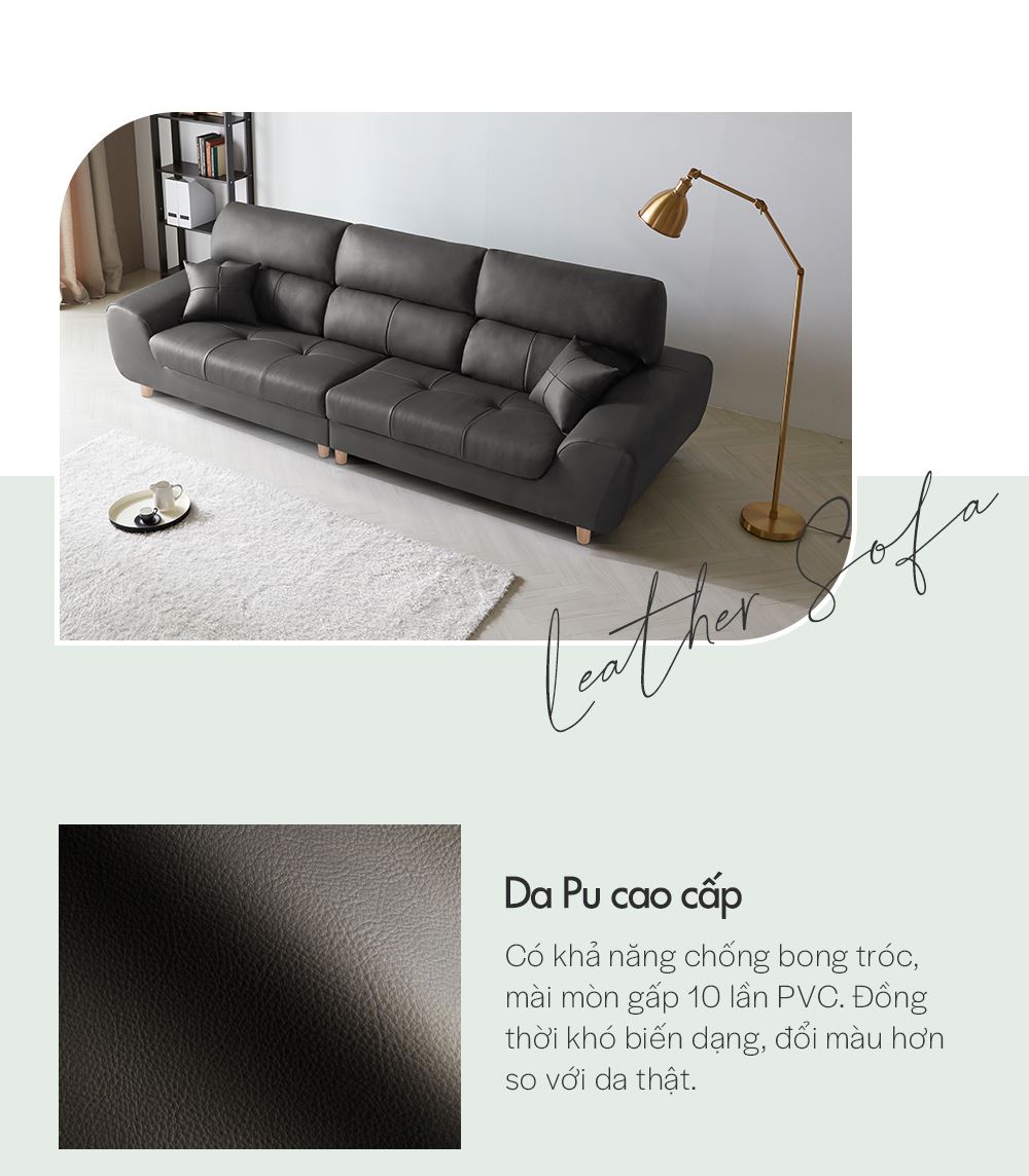 SF304 - GHẾ SOFA DA THẬT 4 CHỖ NGỒI KÈM ĐÔN