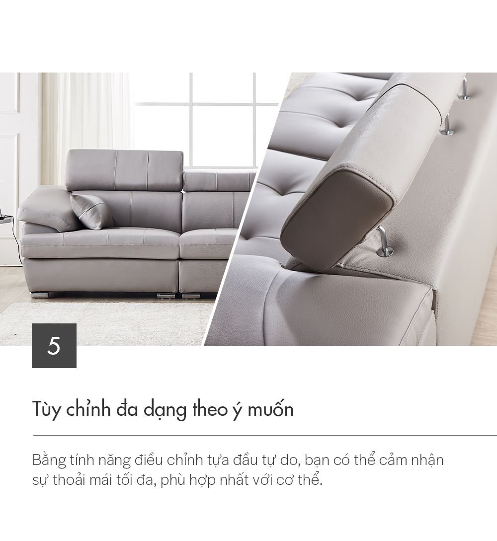 SF316 - GHẾ SOFA DA THẬT 4 CHỖ NGỒI KÈM ĐÔN