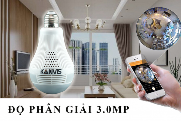 camera wifi bóng đèn độ phân giải 3M