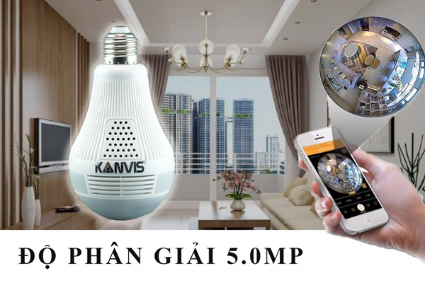camera wifi bóng đèn độ phân giải 5M