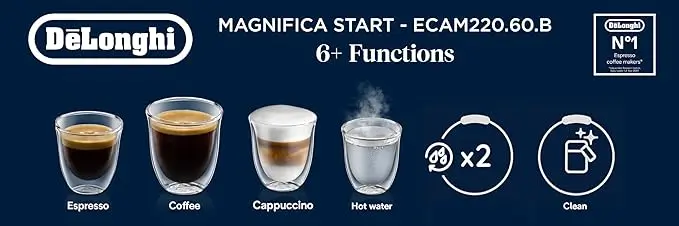 6 chức năng chính của máy pha cà phê quán nhỏ delonghi magnifica ecam 22060b