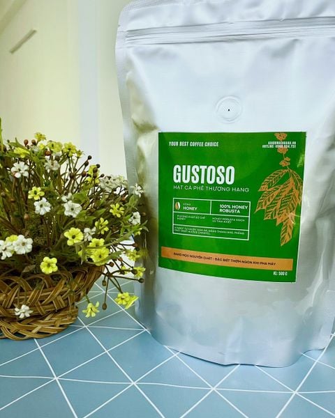 Cà phê hạt rang pha máy cafe mật ong gustoso honey robusta dùng cho máy pha cà phê hạt delonghi