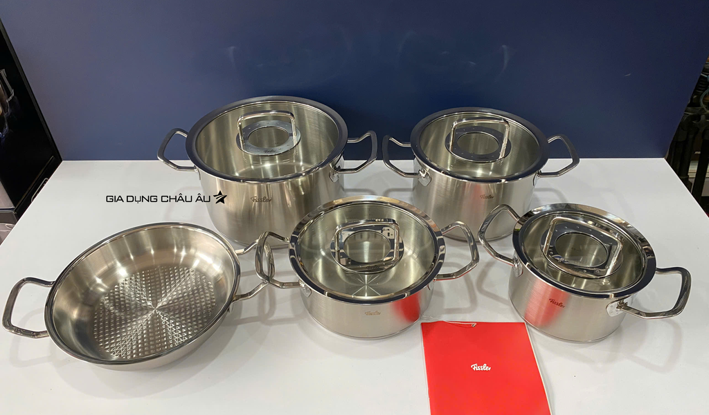 Bộ nồi Fissler Original Pro 5 món nắp kính chính hãng dùng được bếp từ