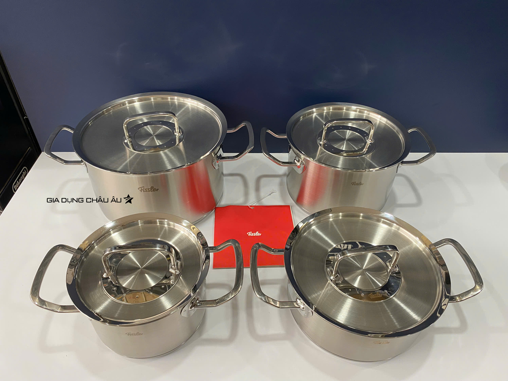 Hình ảnh thực tế bộ nồi Fissler Original Profi 4 món nắp inox tại Gia Dụng Châu Âu