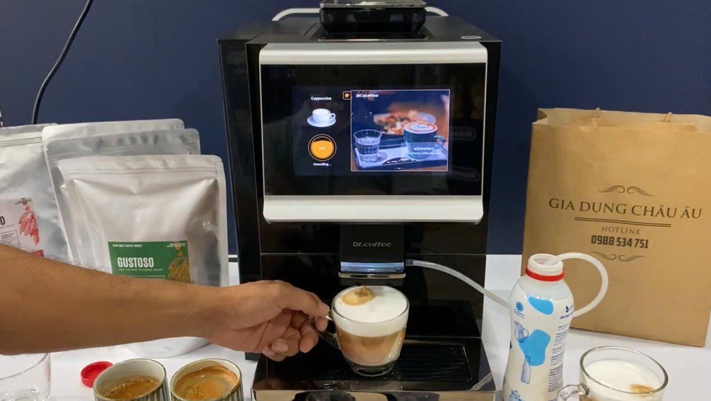 Hệ thống đánh sữa của máy pha cafe hiệu quả nhất dr coffee c12 fully automatic coffee machine espresso machine with ceramic