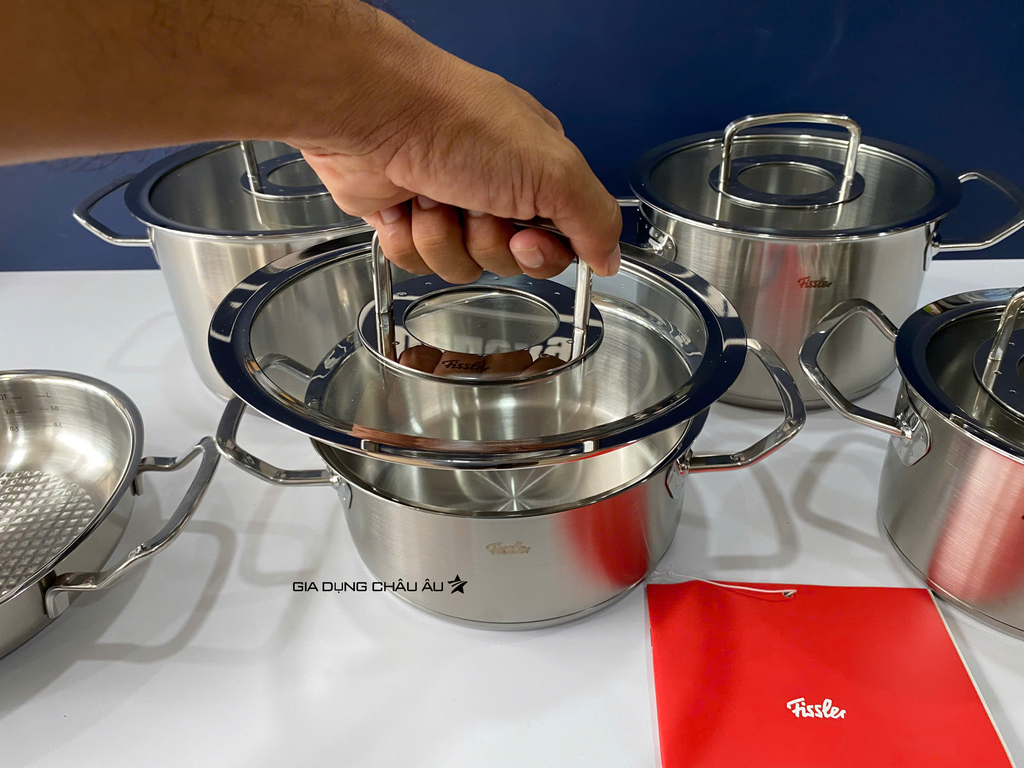 Nắp nồi bộ nồi 5 món của đức Fissler Original Pro nắp kính