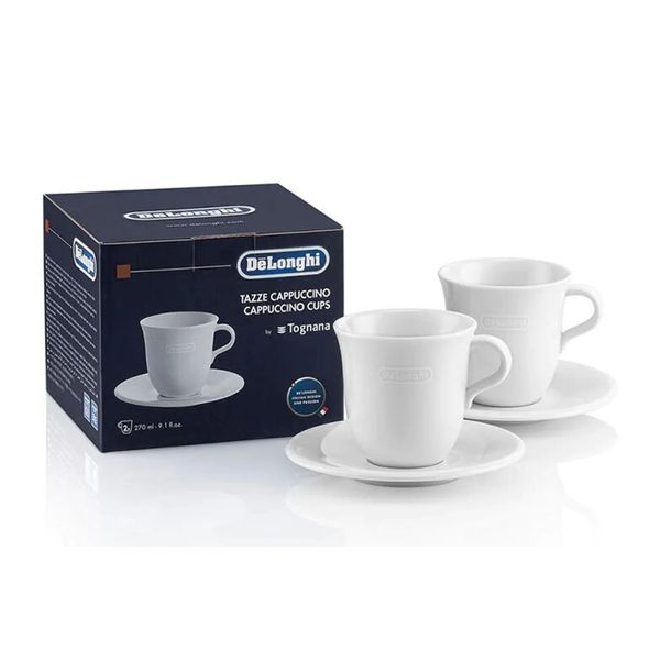 Cốc sứ uống nước Delonghi 270ml DeLonghi Porcelain Cappuccino Cup and Saucer