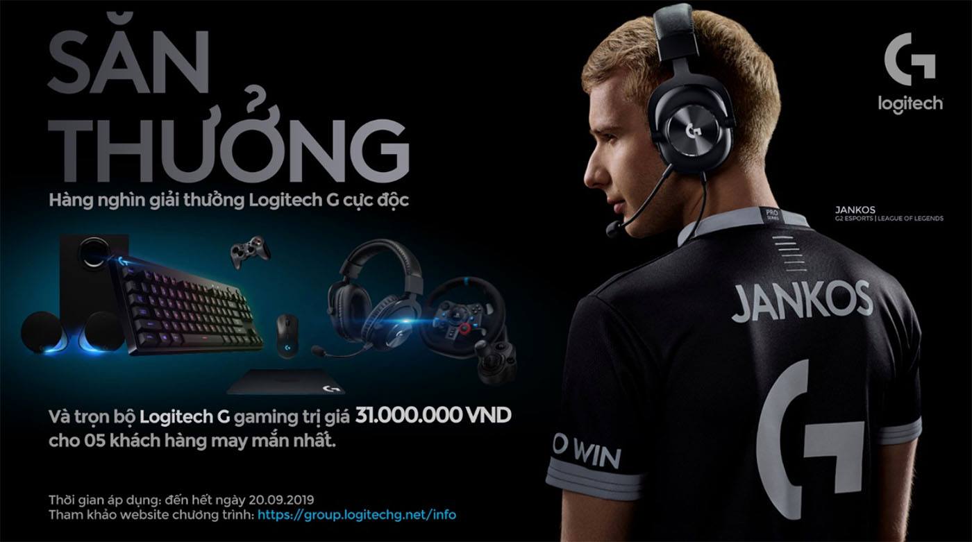 “SĂN THƯỞNG CÙNG LOGITECH G” – Cơ hội trúng trọn bộ sản phẩm Logitech G trị giá 31,000,000 VND