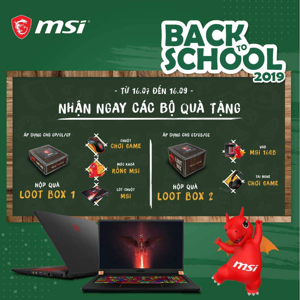 MSI tung ra chương trình khuyến mãi “Back To School 2019” – Nhiều quà tặng khi mua laptop MSI