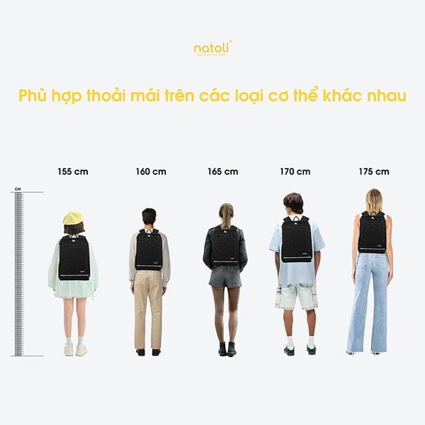 chiều cao balo cầu lông natoli
