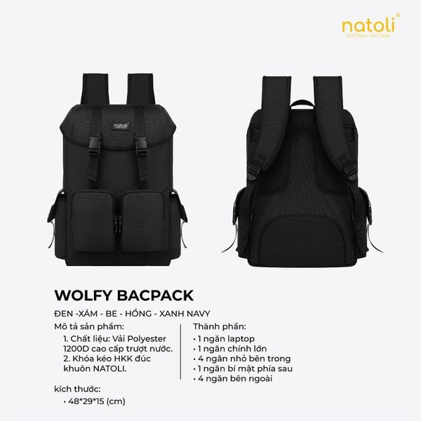 Balo nam nữ đi học NATOLI - WOLFI BACKPACK B7