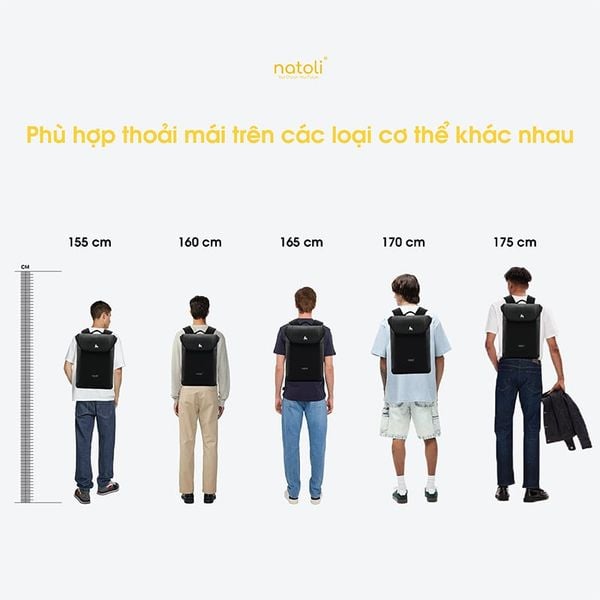 Chiều cao balo laptop natoli