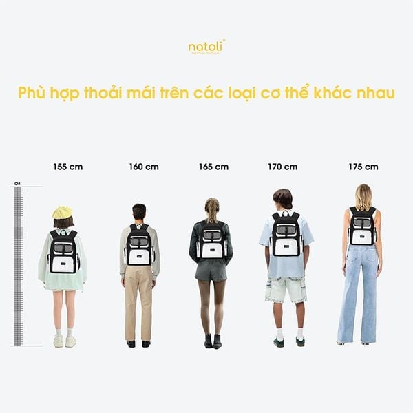 chiều cao balo local brand natoli