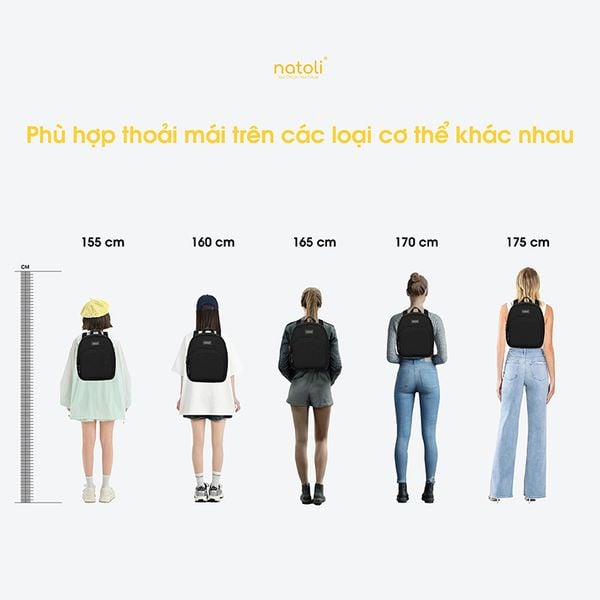 chiều cao balo mini natoli