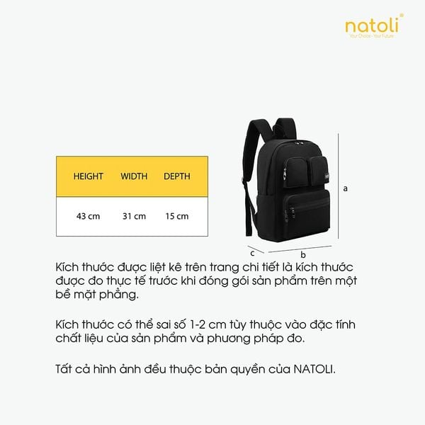 Balo nữ nhiều ngăn kháng nước NATOLI - Dynamic Backpack B1