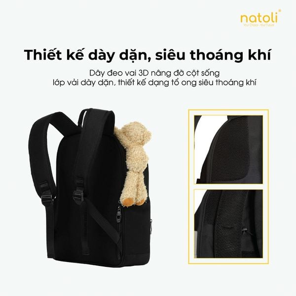 Balo nữ gấu bông NATOLI - Dreamy Teddy Bear School Backpack B16