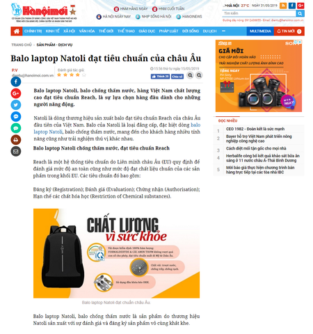Báo chí nói về chúng tôi: hanoimoi.com.vn cảm nhận Balo Natoli.