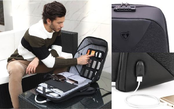 các ngăn balo tích hợp sạc
