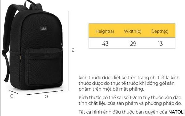 đo chiều rộng balo