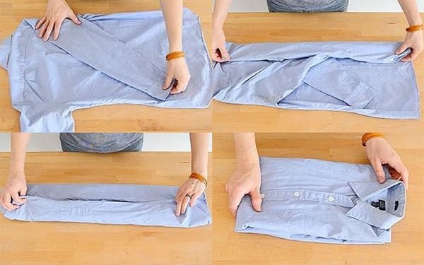 cách gấp áo sơ mi vào balo