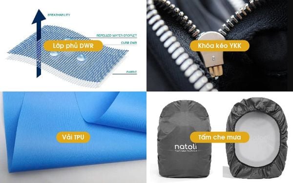 khả năng chống nước và chống thấm balo laptop 16 inch