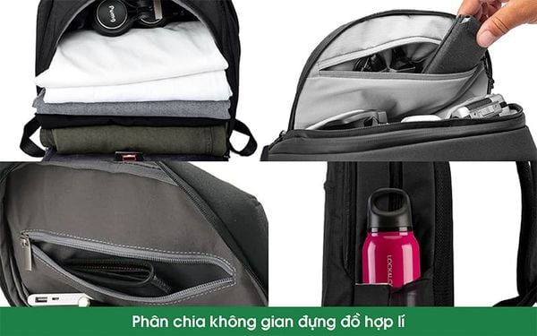 phân chia không gian đựng đồ balo