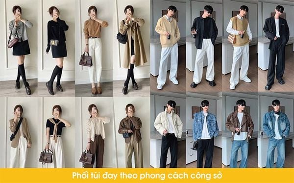 phối đồ với túi đay theo phong cách công sở