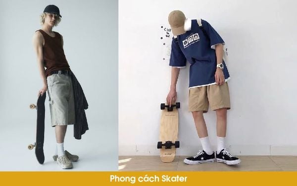 phong cách Skater cùng với balo cuộn canvas